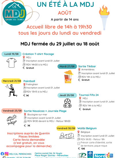 Programme MDJ vacances été aout